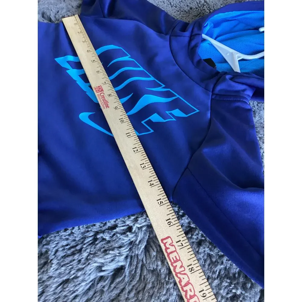 Nike Drifit Therma hooded Sweatshirt‎ Blue logo boys size 6 (5-6yrs)